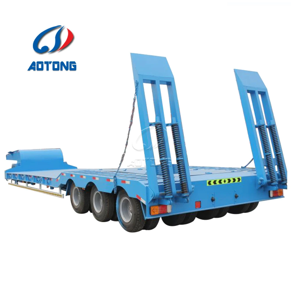 AT-6 axle 3 lines lowbed semi trailer detachable gooseneck 90t-100t load capacity