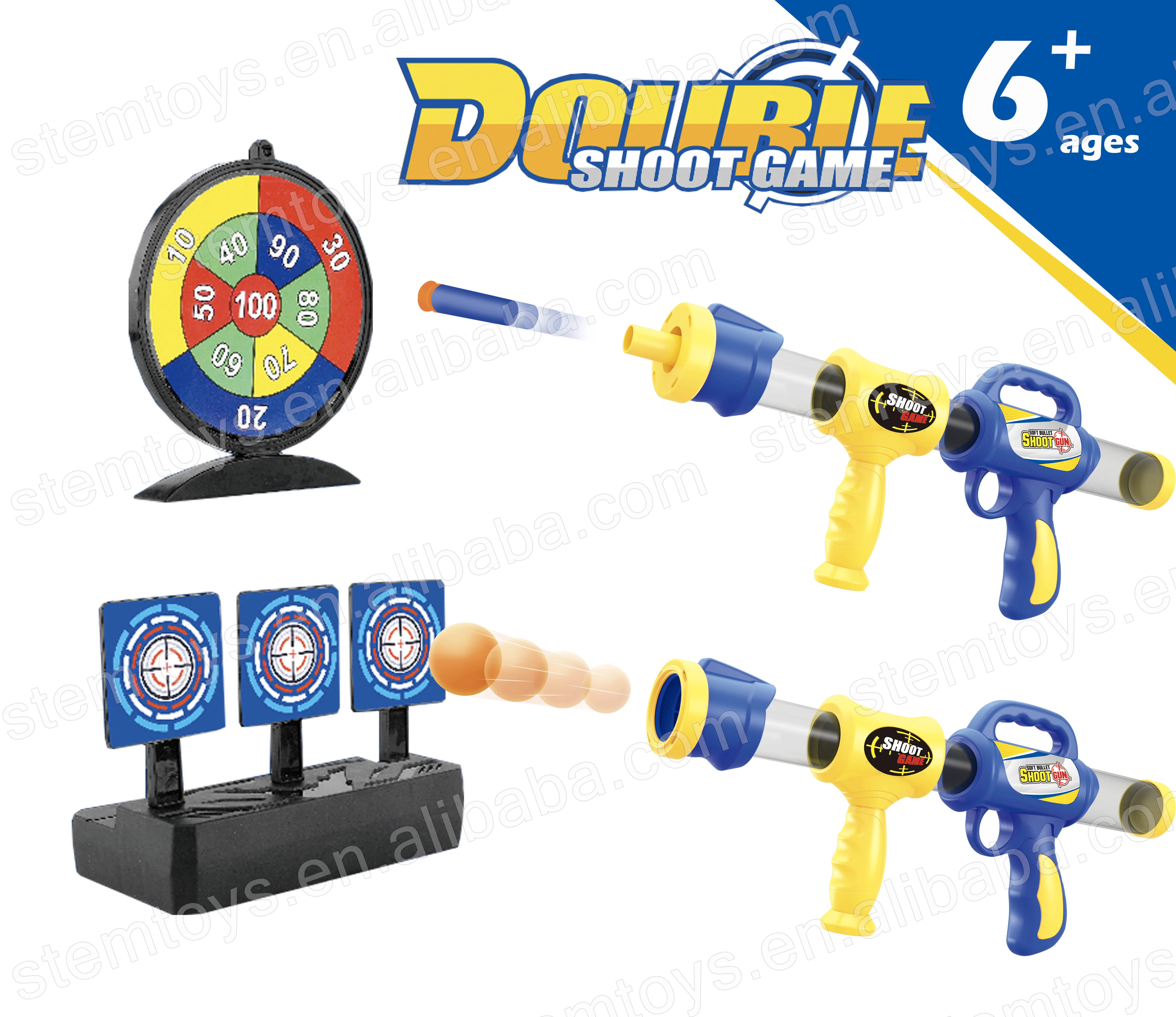 2IN1 outdoor sport game air power foam bullets shooting gun w/targets stem educational toys competitive game for kids