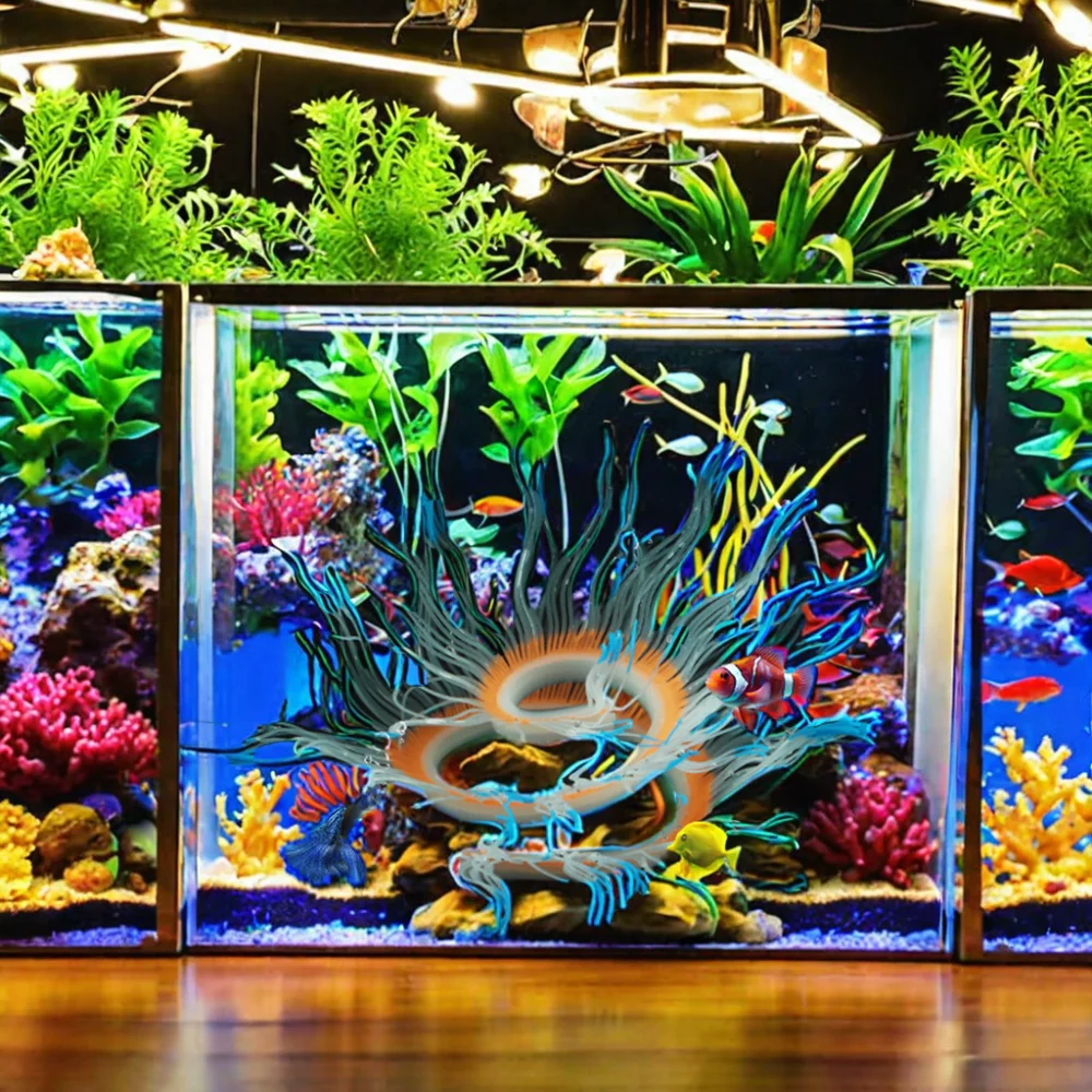 Wholesale Fish Tank Ornaments Aquarium Artificial Coral with Silicone Variegated Anemone