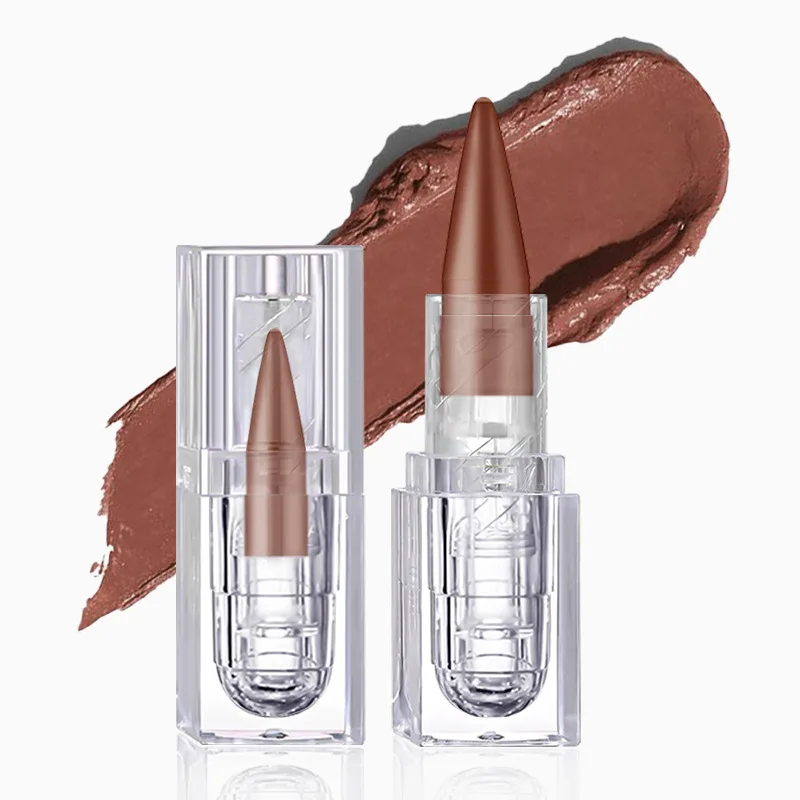 2 color in one lip liner lipstick design nude black shimmering metallic beauty cosmetics Private label  metal lip stick
