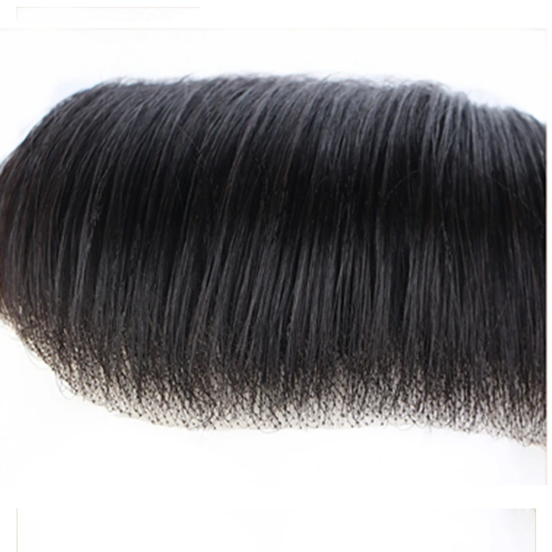 Super Thin Skin Pu Base Black Natural Straight Hairline Topper Human Hair Wigs Men Toupee