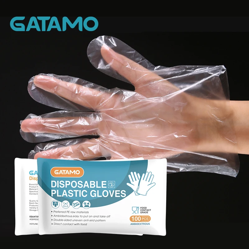 
C2 high quality fast ship manufacturing blocked food grade cheap transparent clear household pe disposable plastic gloves 