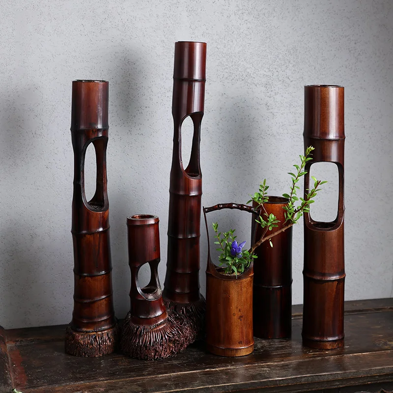 Flower Vase Wholesale High Quality Decorative Bamboo vase Wooden Flower Vase ikebana Flower Arrangement