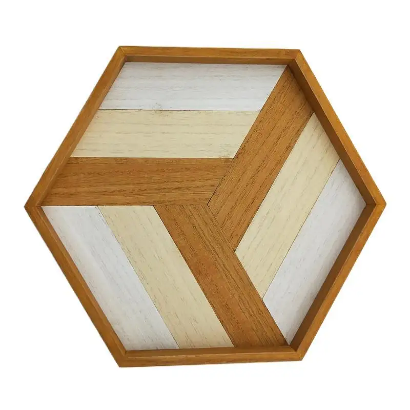 
Wooden hexagonal splicing tray can be used as a serving tray in a restaurant or as a decorative tray for cakes and cheese 