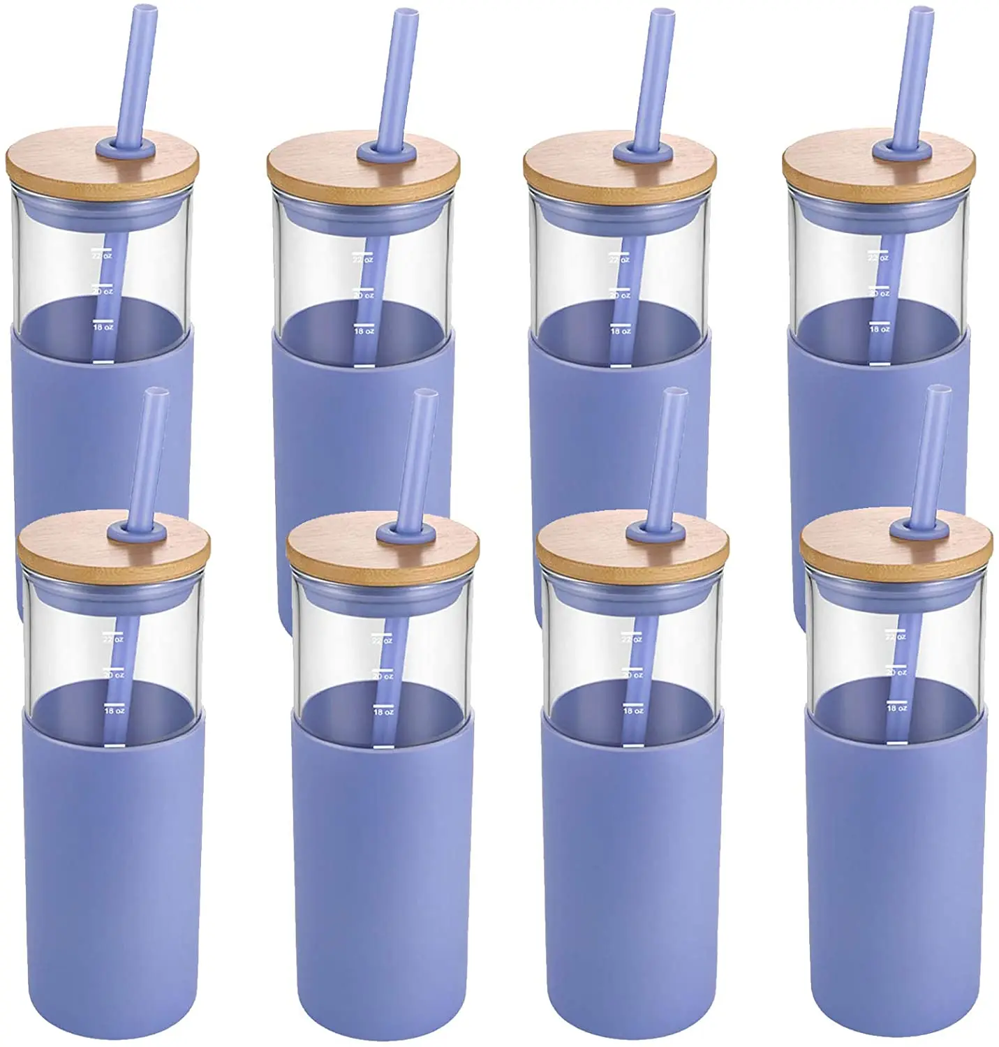 Glass Tumbler Glass Water Bottle Straw Silicone Protective Sleeve Bamboo Lid BPA Free Baby Silicone Sippy Cups with Straw