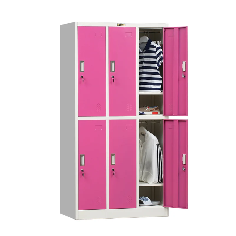 6 door cloakroom locker metal gym iron locker cabinet metal wardrobe locker