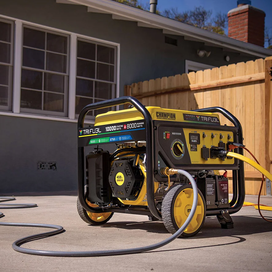 Champion New Arrival 8kw  LPG NG Tri Fuel Electric Home Use Open Frame gasoline Generators with CO Shield