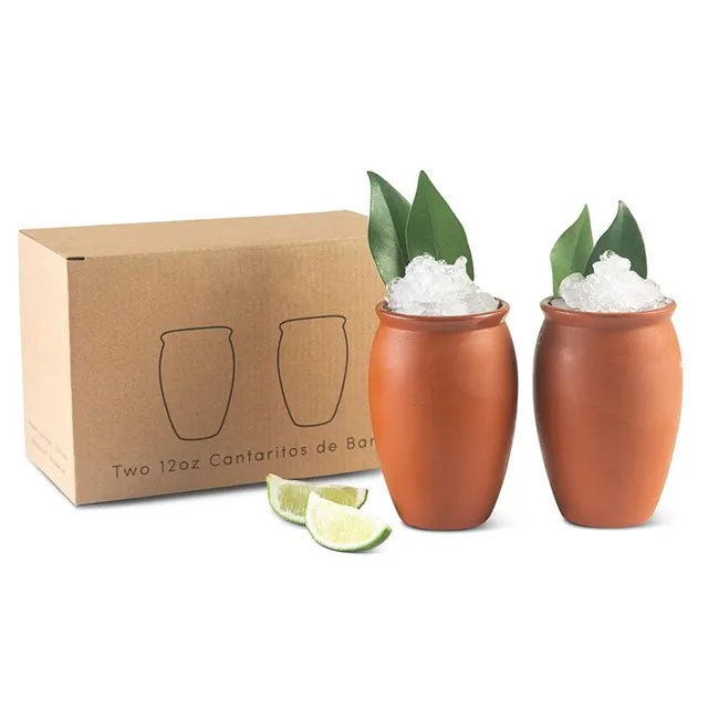 12 унций Cantaritos de Barro коктейльные чашки набор из 2 коктейльных бокалов для текилы маргариты Мохито и других мексиканских фиесты