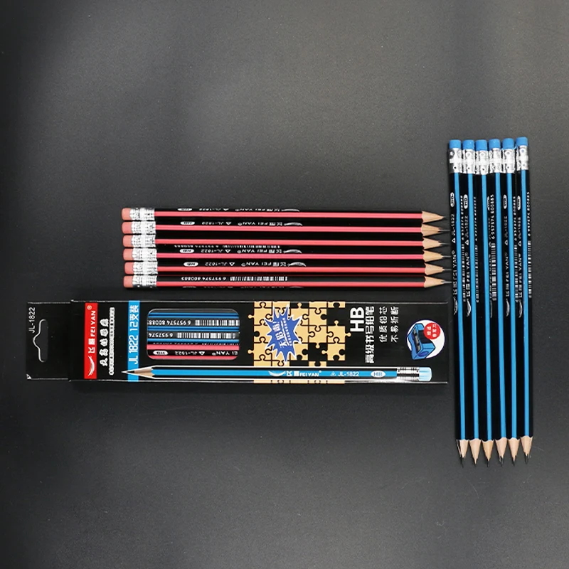 
FEIYAN HB 2B triangle wooden red blue striped black lead high quality pencil 