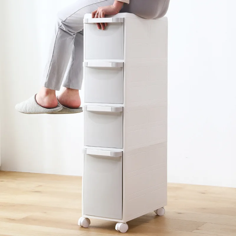 Clamping storage cabinet Drawer-style Clamping cabinet plastic toilet ultra-narrow kitchen storage gap sandwich rack