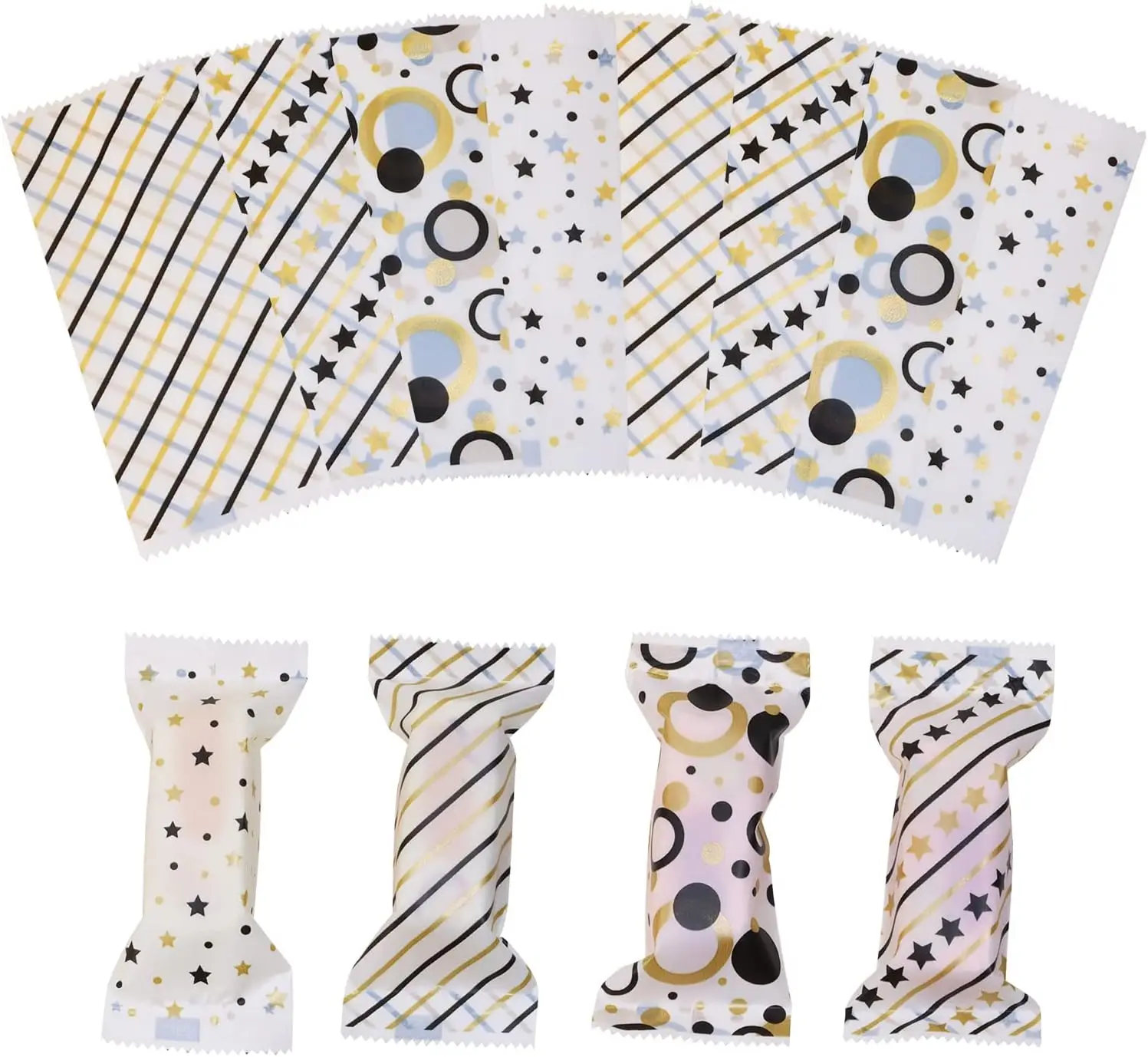 Nougats Candy Bags 100Pcs Clear Plastic Caramels Gift Candy Packing Pouch for Christmas Theme Party Candies Making