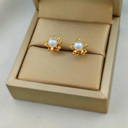 Imitation pearl earrings female hollow flower simple design high-end fashion temperament female ear jewelry