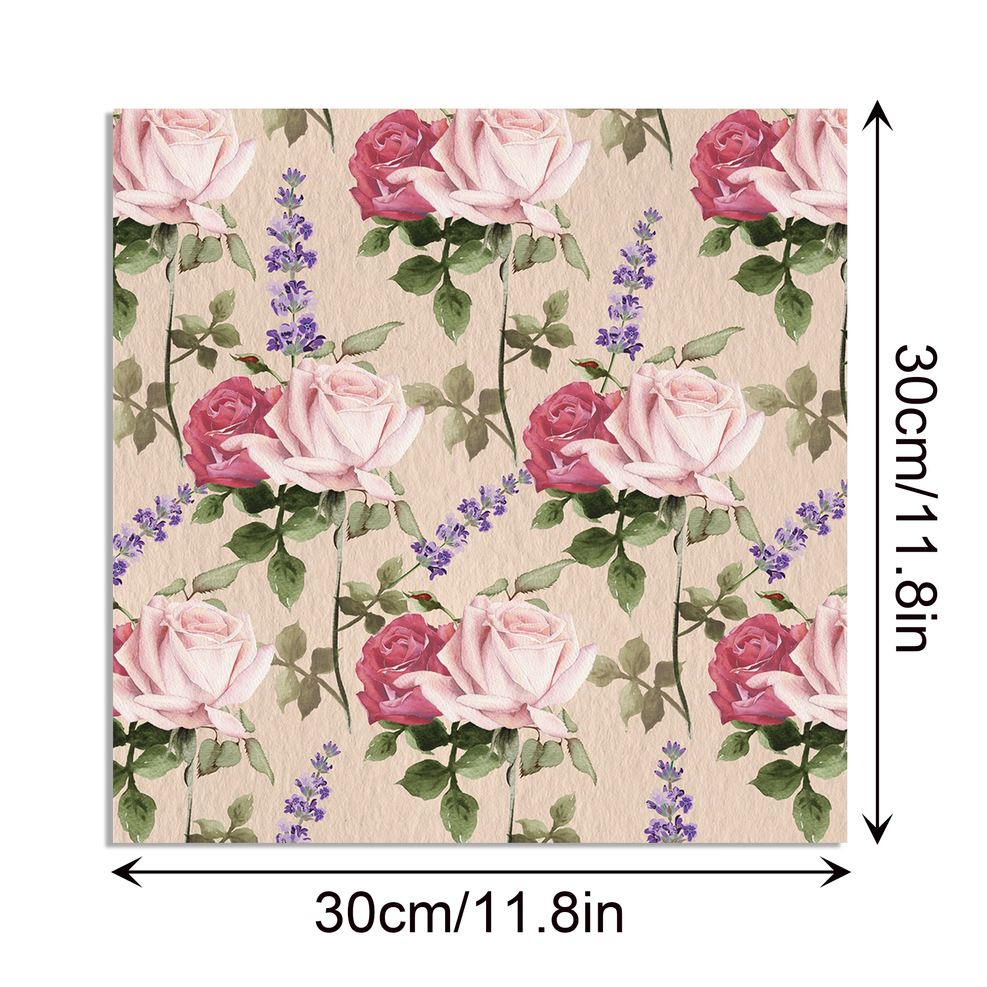 Huancai Rose Floral Pattern Scrapbook Paper Double-Sided Decorative Craft Paper for Gift Wrapping Photo Album Party Supplies