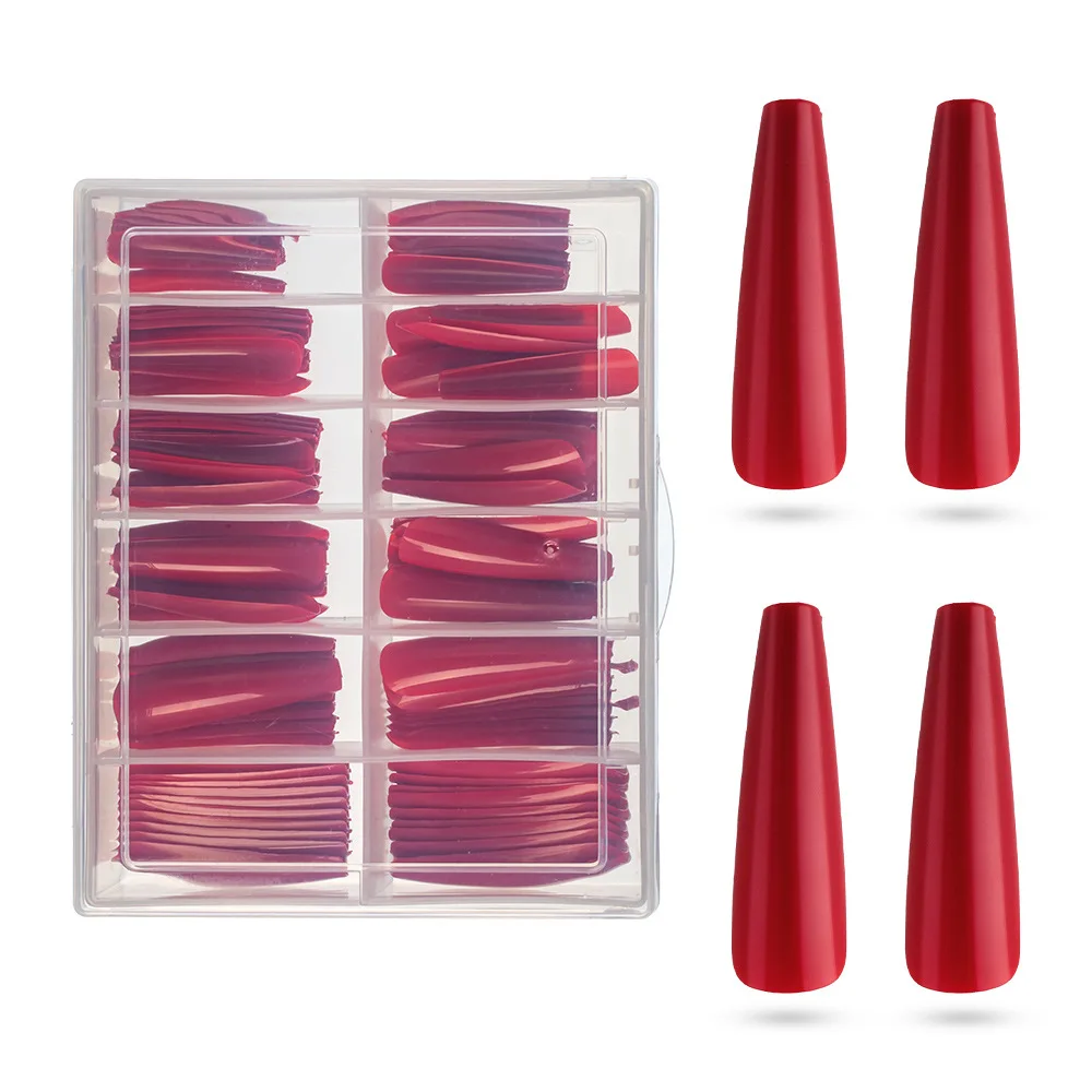 Solid color 120 pieces full sticker wearing armor coffin armor T-shaped ballet XXXL false nails DIY extended nail kit