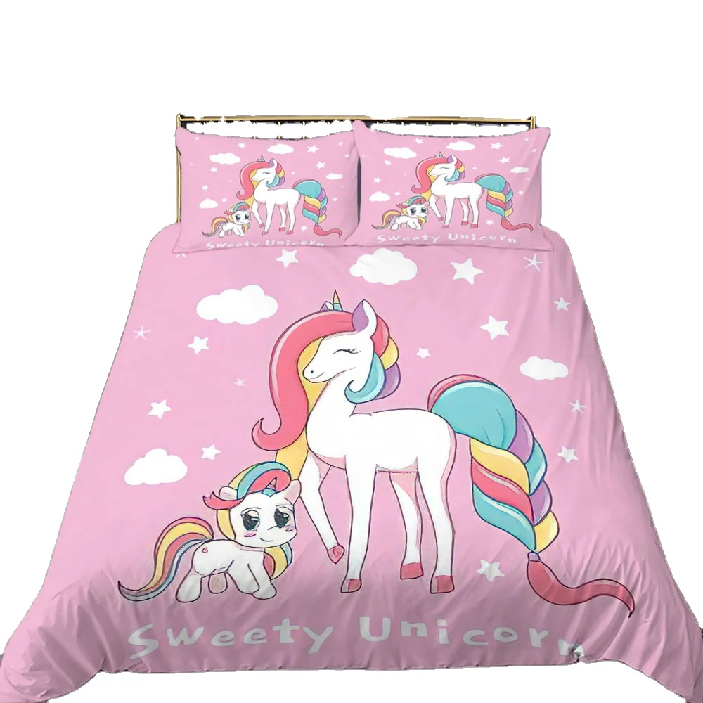 Classic 3d Unicorn Bedding Rainbow Pony Fashion Duvet Cover Of Home Textile Products