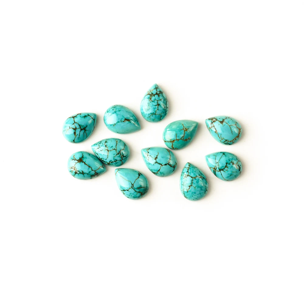 Natural Green Turquoise Cut Size Shape Wholesale High Quality Pear Cutting Shaped Cabochon Loose Gemstone Turquoise