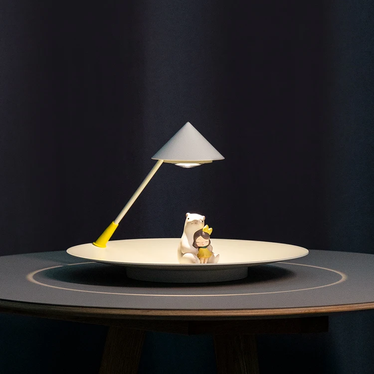 Popular Deco Halo Wireless Rechargeable Mood Lamp LED Dimmable Control Disk Table Lamp for Hallway Table Display