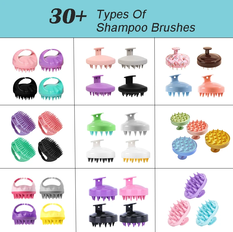 Salon-Grade Scalp Massager Custom Shampoo Hair Brush with Soft Silicone Bristles Massage Brush Shower Hair Brush