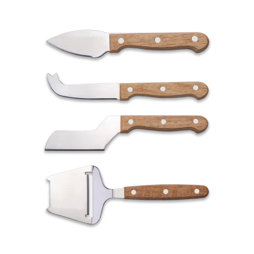 4 Pcs Big Cheese Grater Cheese Knife Cheese Tools with Rubber wood Handle