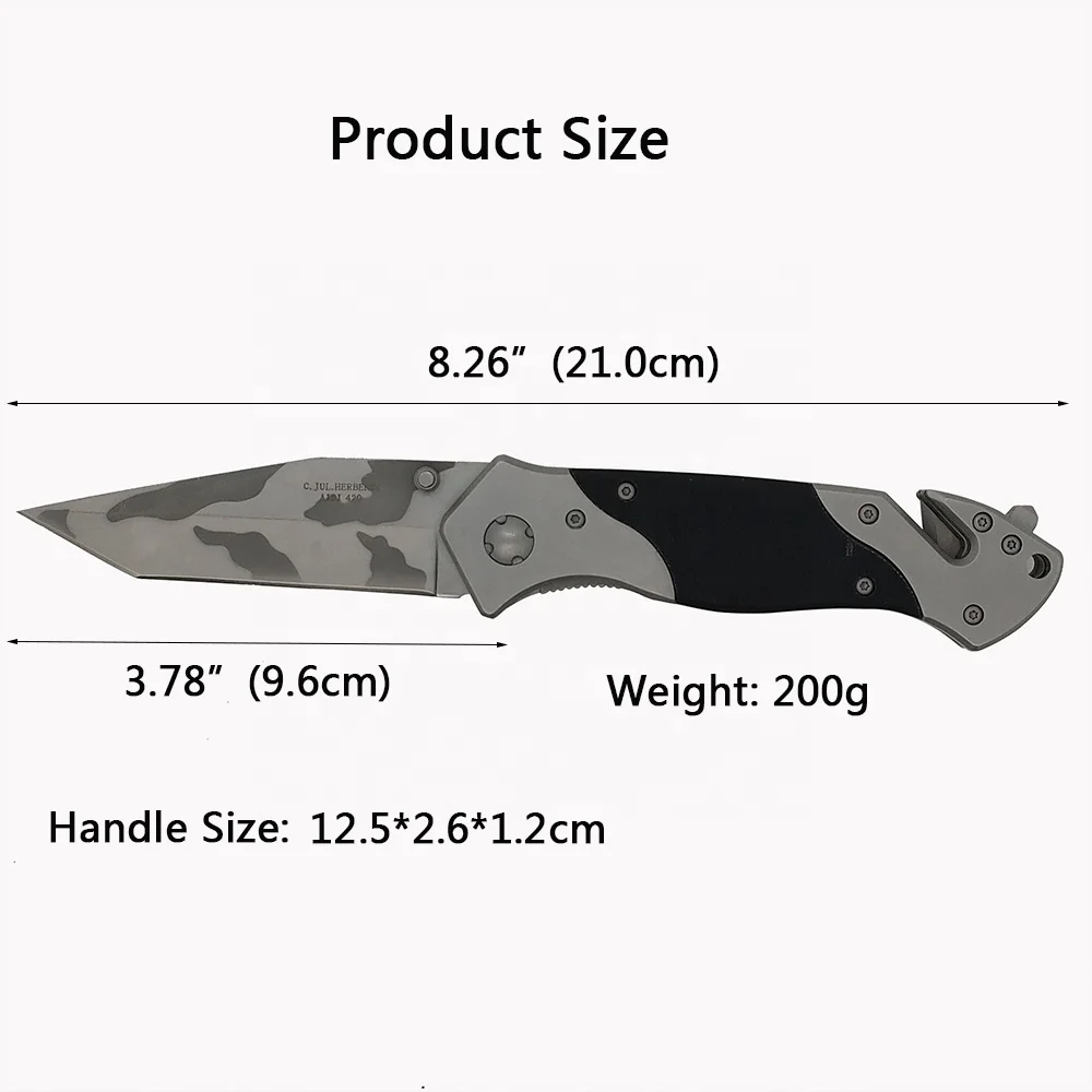 Wholesaler Multifunction Survival Jungle Emergency Folding Pocket Knife Outdoor Camping Knives with Clip Glass Breaker