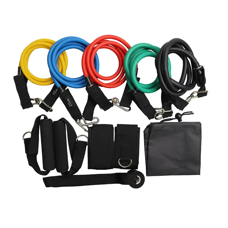 Workout Elastic Band Fitness Latex 11 pcs 150lbs Heavy Resistance Bands Tubes