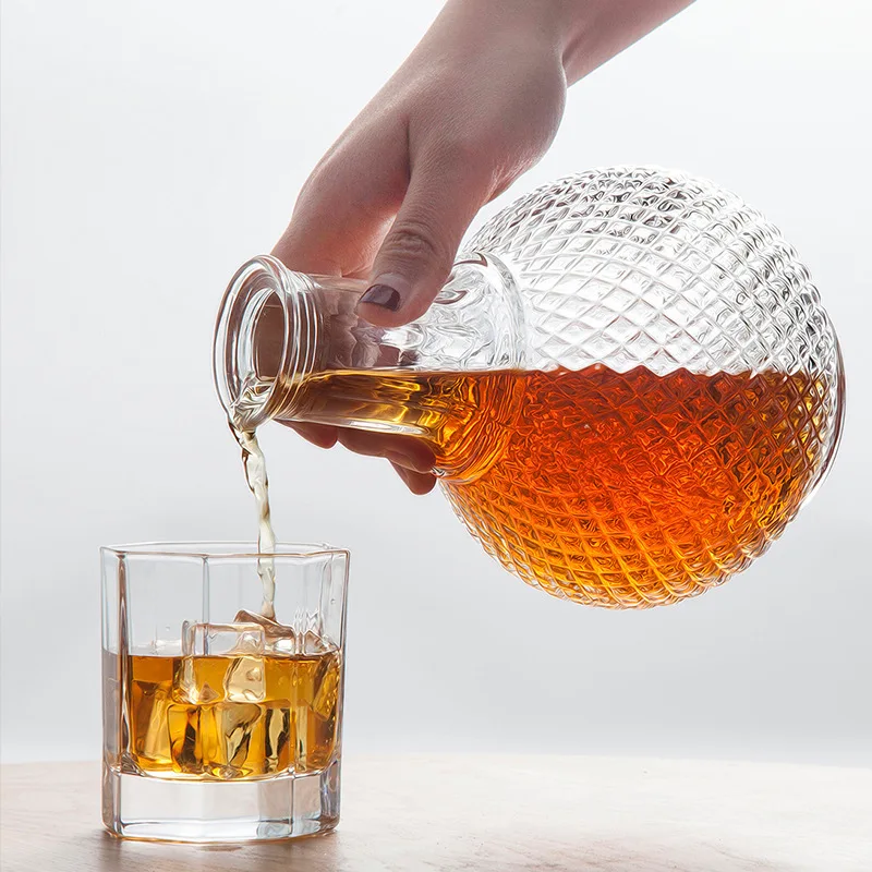 1000ml Cut Creative Vase Shape Clear Glass Drinking Decanter Spirit Bottle Pot Carafe With Cap/Lids For Whisky Alcohol Wine