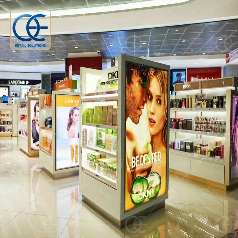 Mall Kiosk Perfume Display Stand Perfume Glass Display Stand For Perfumery Whole Shop Decor