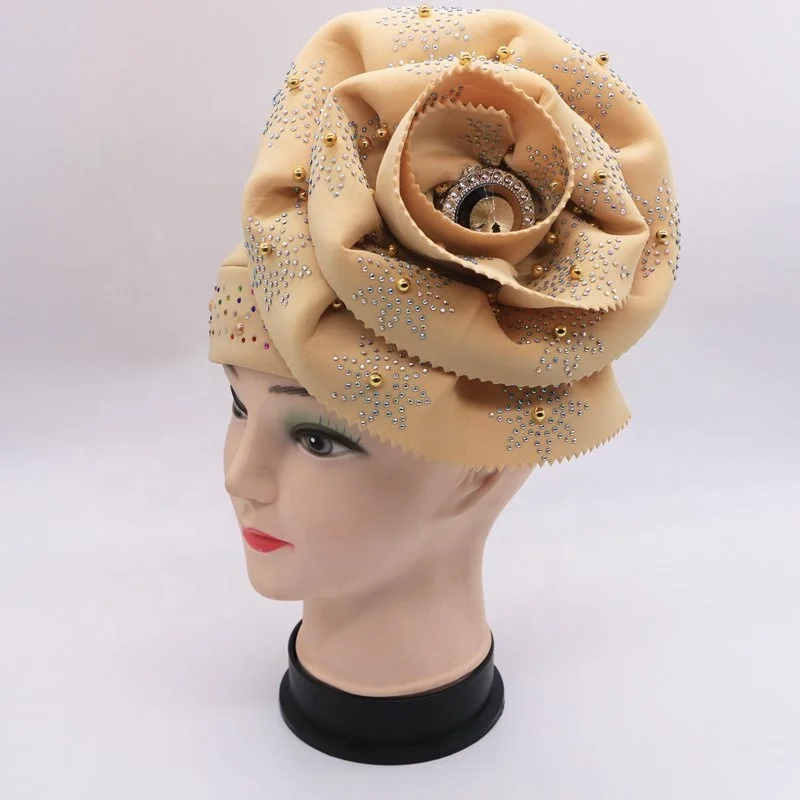 A619 Wholesale Knotted Polyester Muslim Indian Hat Plain Bonnet Chemo Sleep Cap Women Hair Turban