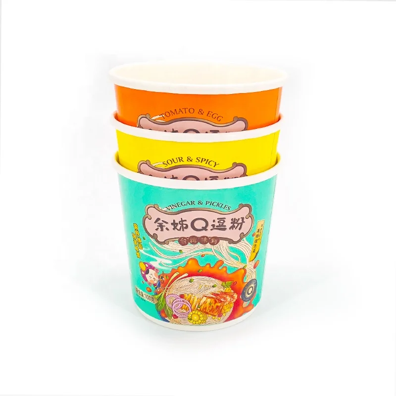 Factory insulated double wall instant noodle packaging cups ramen bowls with sealing lid