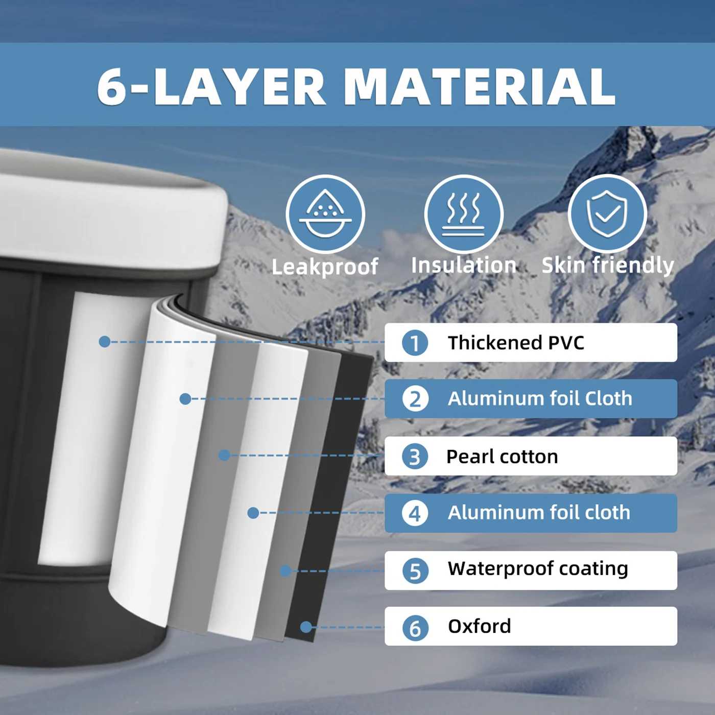 2024 New Oval Ice Bath Tub Detachable Inner Liner Design 134*64*55cm Anti-Air leakage Portable PVC Cold Plunge Insulated Ice Pod