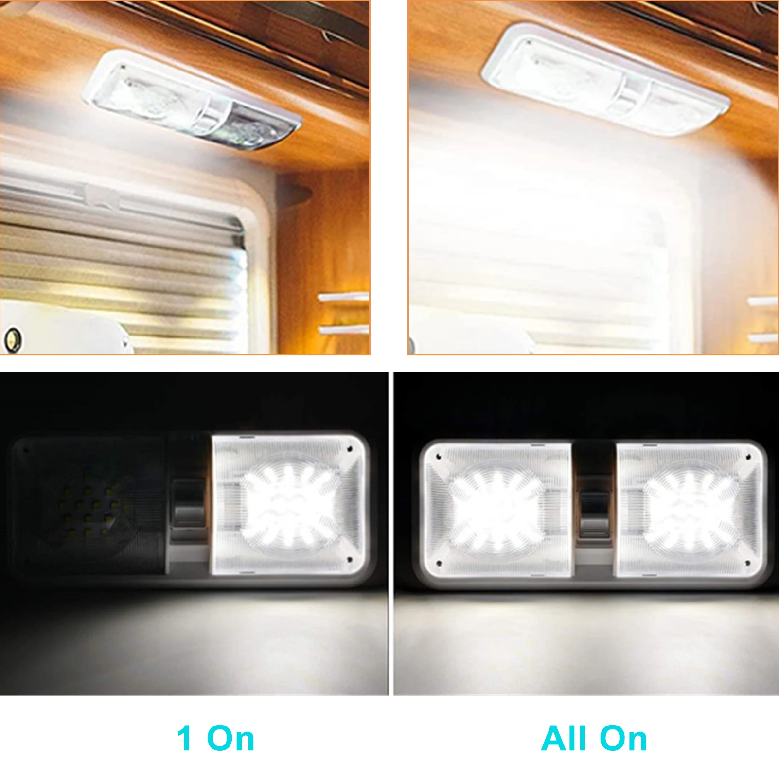 Led interior light Ceiling Light 12V 24V Double Dome Light With ON/Off for RV Camper Car Trailer Boat Motorhome Truck Roof