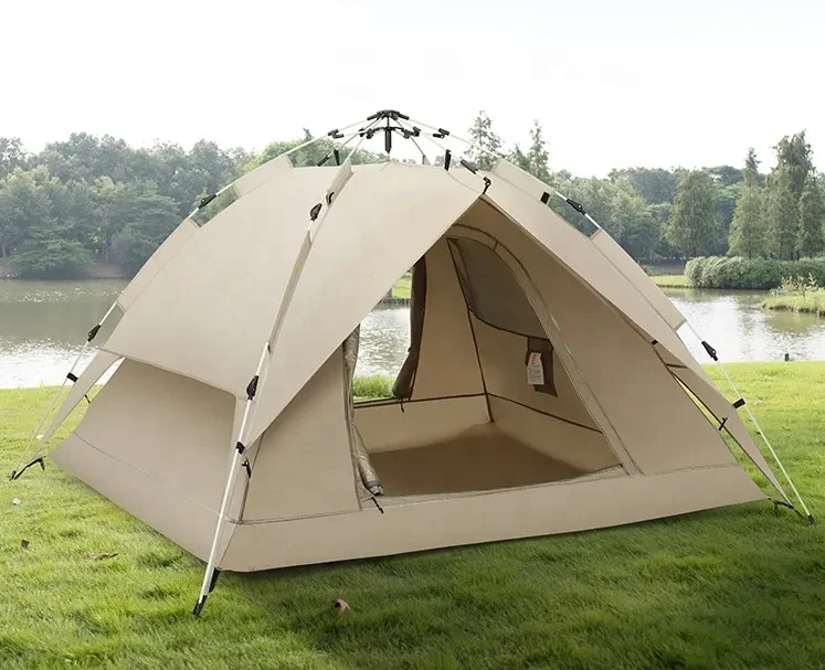 Suqian Hi Customer 3-4 People Double Layer Hydraulic Automatic Tent Waterproof Sun Protection Family Camping Hiking Tent