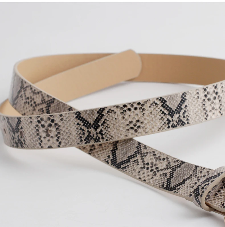 
Women New Retro Slim Leopard Leather Belt Ladies Serpentine PU Leather With Gold Color Pin Buckle Dress & Jeans Waist Belt 
