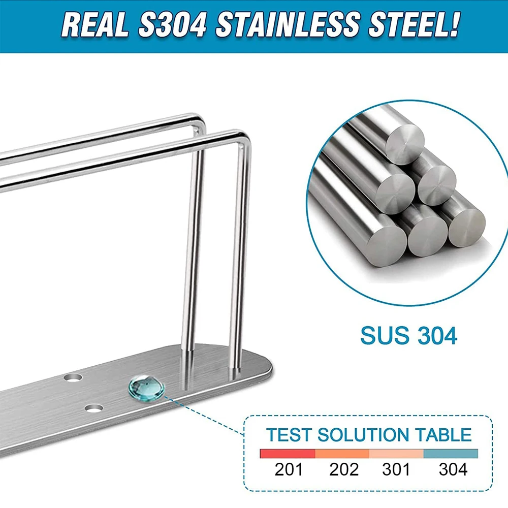 Paper Towel Holder Under Cabinet Mount Self Adhesive & Wall Mount Fits in Kitchen or Bathroom SUS304 Stainless Steel