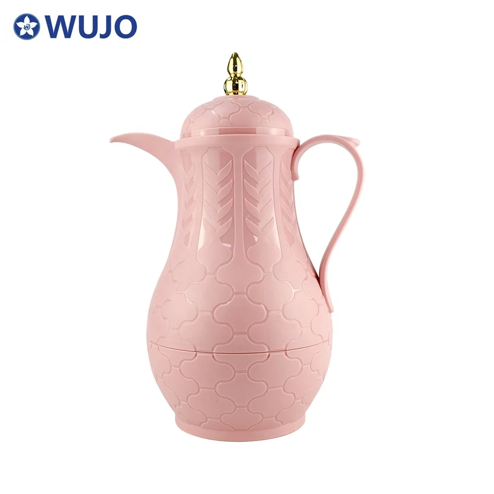 WUJO OEM ODM 0.5L 1 liter pink glass refill hot cold 24hr water coffee tea plastic vaccum flask with spout