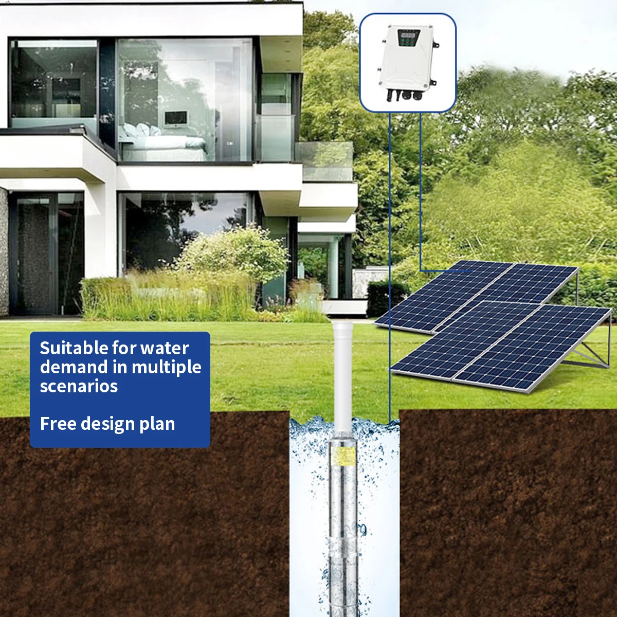 New Innovations Good Price 750W Solar Borehole Deep Well Submersible Water Pump