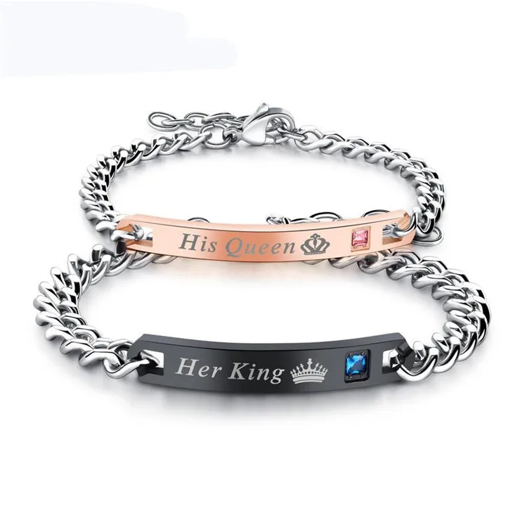 Her king his queen couple bracelet Lovers Promise valentine gift set Jewelry Her Beast His Beauty Couple Bracelet