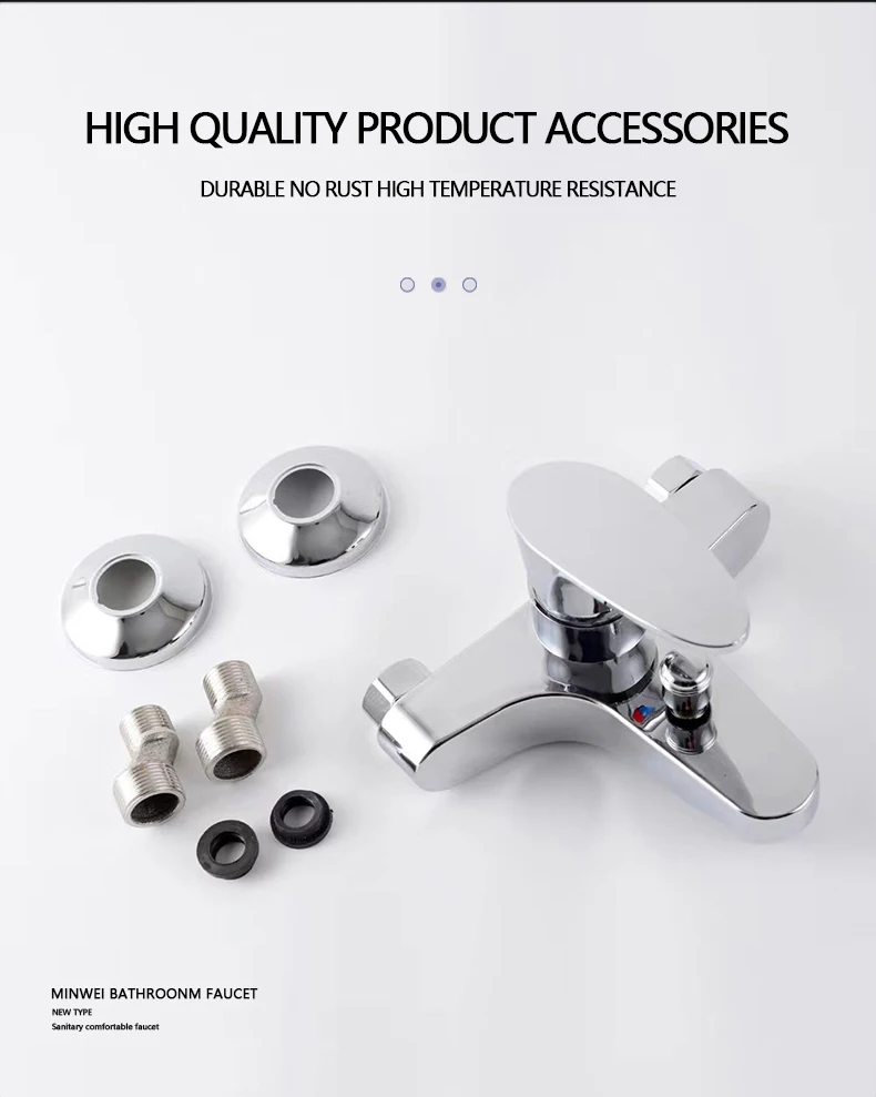 Minwei Affordable White ABS Material Bath Mixer Faucet with Shower Faucet Head and Valve for Bathroom fixed mount shower