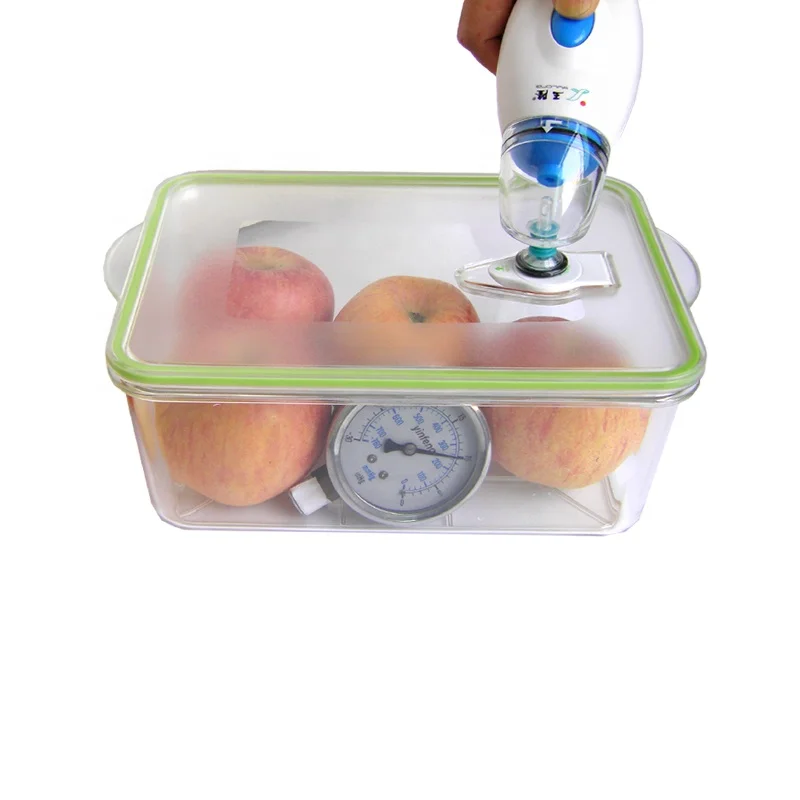 Plastic cheese container for food with vacuum pump