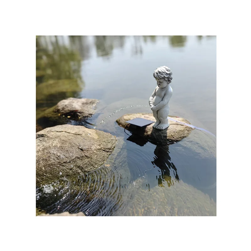 Best Selling Little Angel Statue Resin Children Garden Statues Waterfall Fountain Crafts Solar Water Fountain