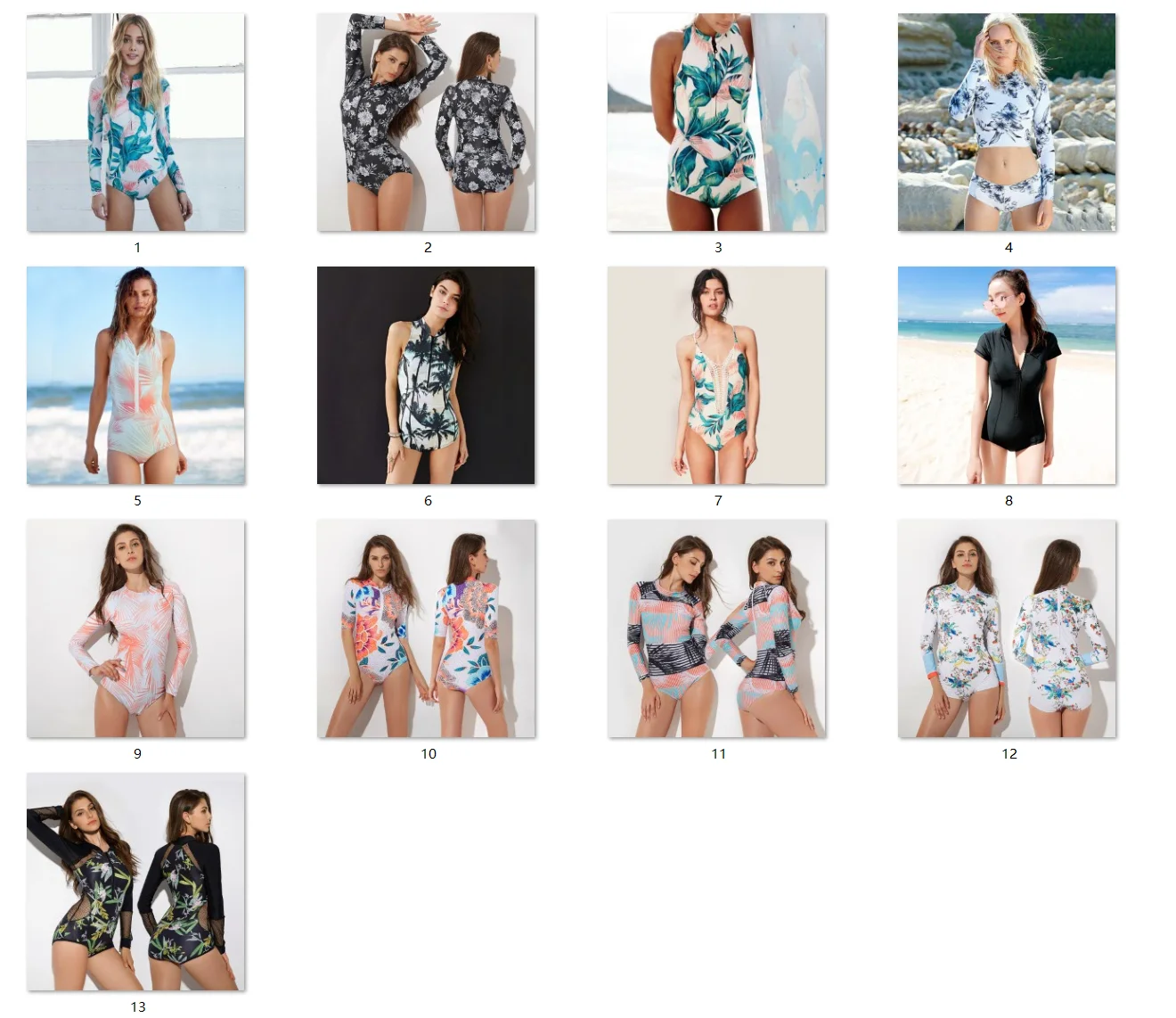 SPF50+ Wholesale Ladies 1-pc Long Sleeves Rash Guard Bikini Swimsuit Beachwear Swimwear for Women Girls