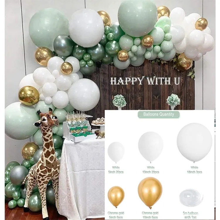 Pastel Macaron White Balloons Garland Arch Kit Gold Metallic Globos Wedding Birthday Baby Shower Party Decoration Balloon