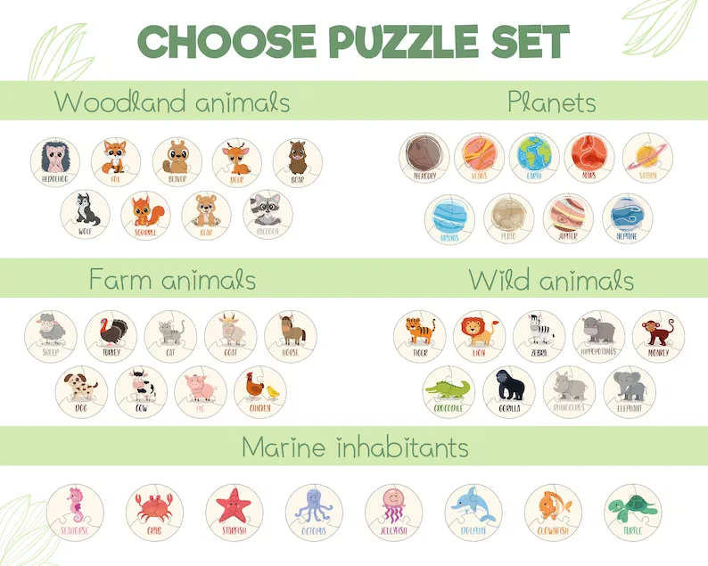 Educational Animal Puzzle Flash Cards Woodland Farm Wild Marine Inhabitants Animal Planet Cards Toddler Toys 2 Year Old Toys