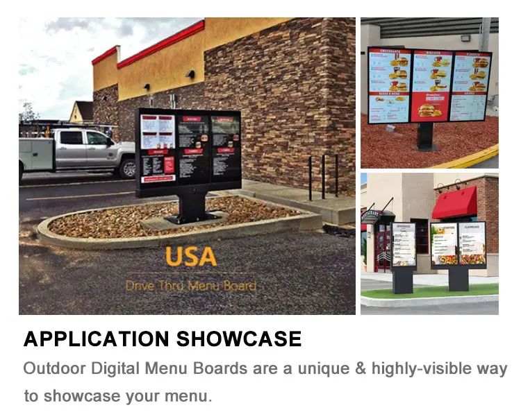 Samidisplay Outdoor Advertising Poster Restaurant Fast Food Lcd Display Digital Drive Thru Menu Board