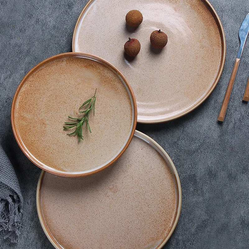 Nordic Style Rustic Wedding Dinnerware Restaurant Vintage Serving Lunch Entrees Porcelain Plate Durable Ceramic Plates