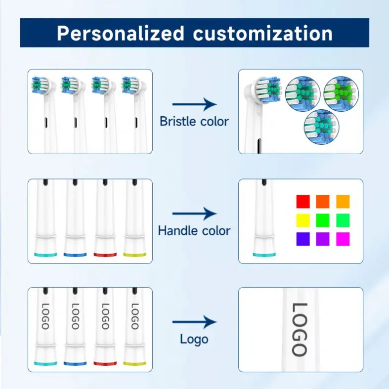 Personal Care Rounded Top DuPont Nylon Soft Bristle Replaceable Electric Toothbrush Brush Heads manufacturers