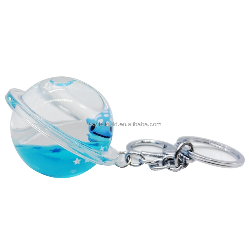 wholesaler crystal custom floating souvenir keyring globe shape acrylic liquid 3D float keychains
