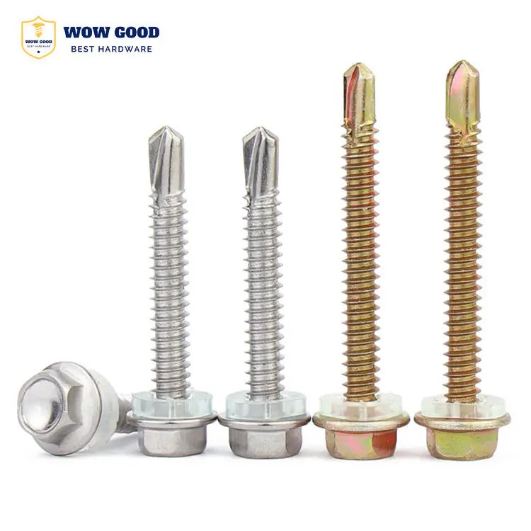 410 Stainless Steel Black gold Color zinc Hex Washer Head Self-tapping roofing Fast Self Tapping Drilling metal Screw for metal