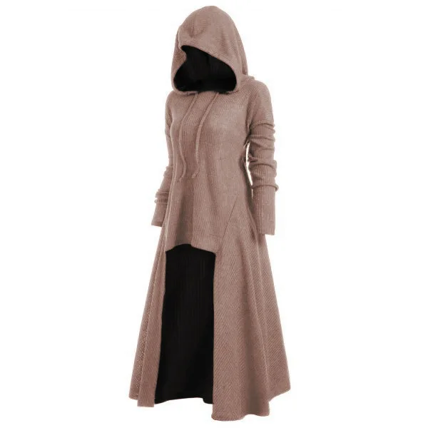Plus Size Women Dress Hooded 2019 Summer Autumn Women Vintage Dress Cloak Long Pullover Sweater Blouse Tops Women Robe