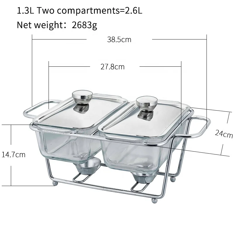 Hotel Wedding Equipment 1.3l Buffet Server Chafing Dish Commercial Food Warmer Set